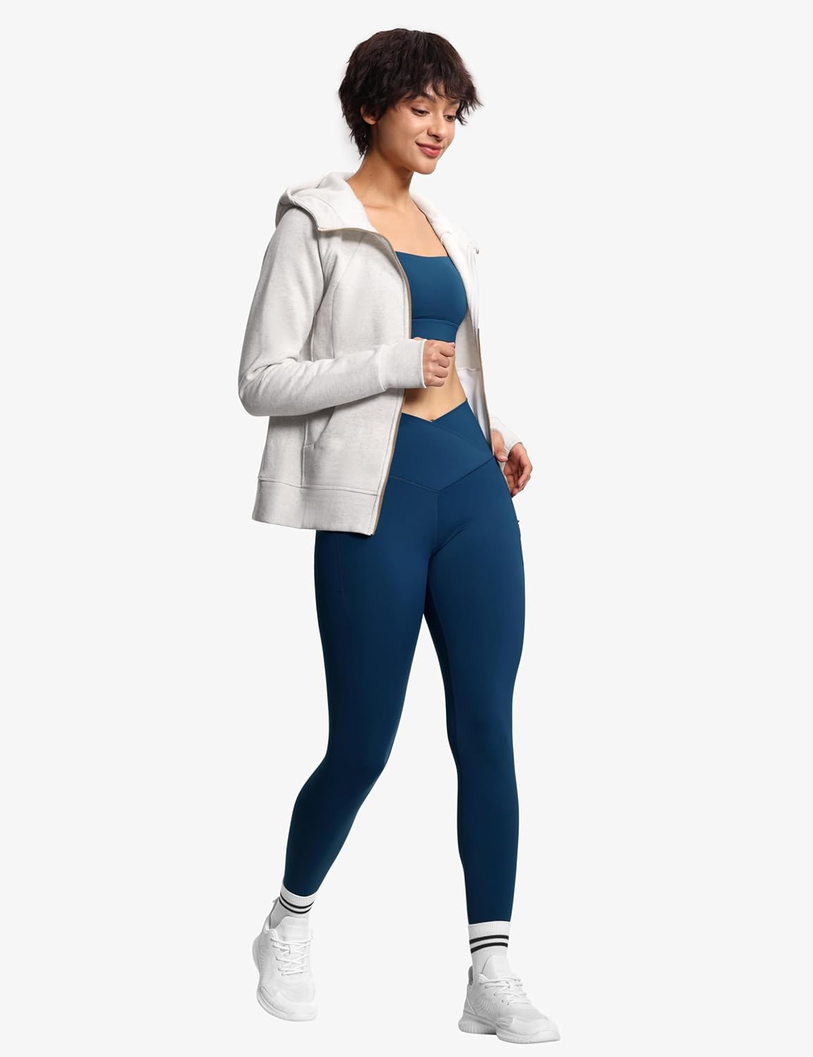 THE GYM PEOPLE Women's V Cross Waist Workout Leggings Tummy Control Running Yoga Pants with Pockets - Image 6