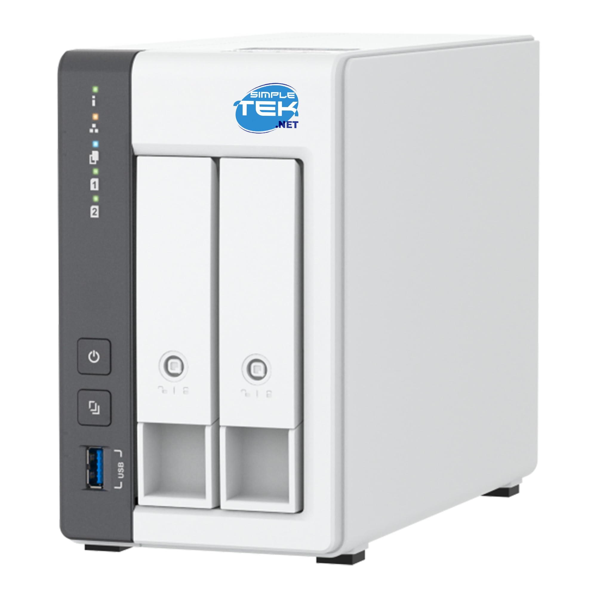 SIMPLETEK - Sistema NAS a 2 Bay (Slot) con 4 GB RAM e 2 SSD da 1 TB Inclusi (2 TB Totali), LAN 2.5 Gigabit per Cloud Domestico