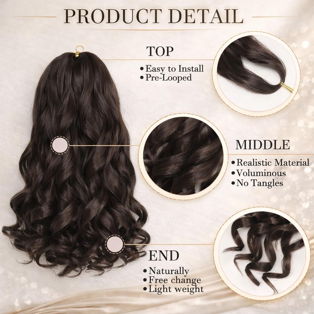French Curl Braiding Hair 14 Inch Curly Braiding Hair 8 Packs Pre Stretched Bouncy Loose Wave French Curls Crochet for Black Women (4#, 18 inch (pack of 8))