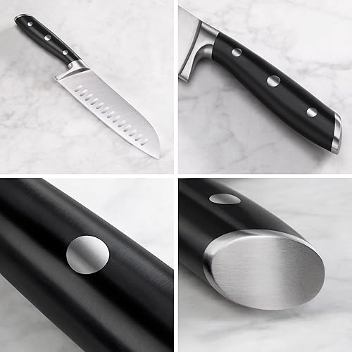 Miniatura 4 de Cangshan ALPS Series 502742 Cuchillo Santoku de acero forjado alemán de 7 pulgadas con funda negro