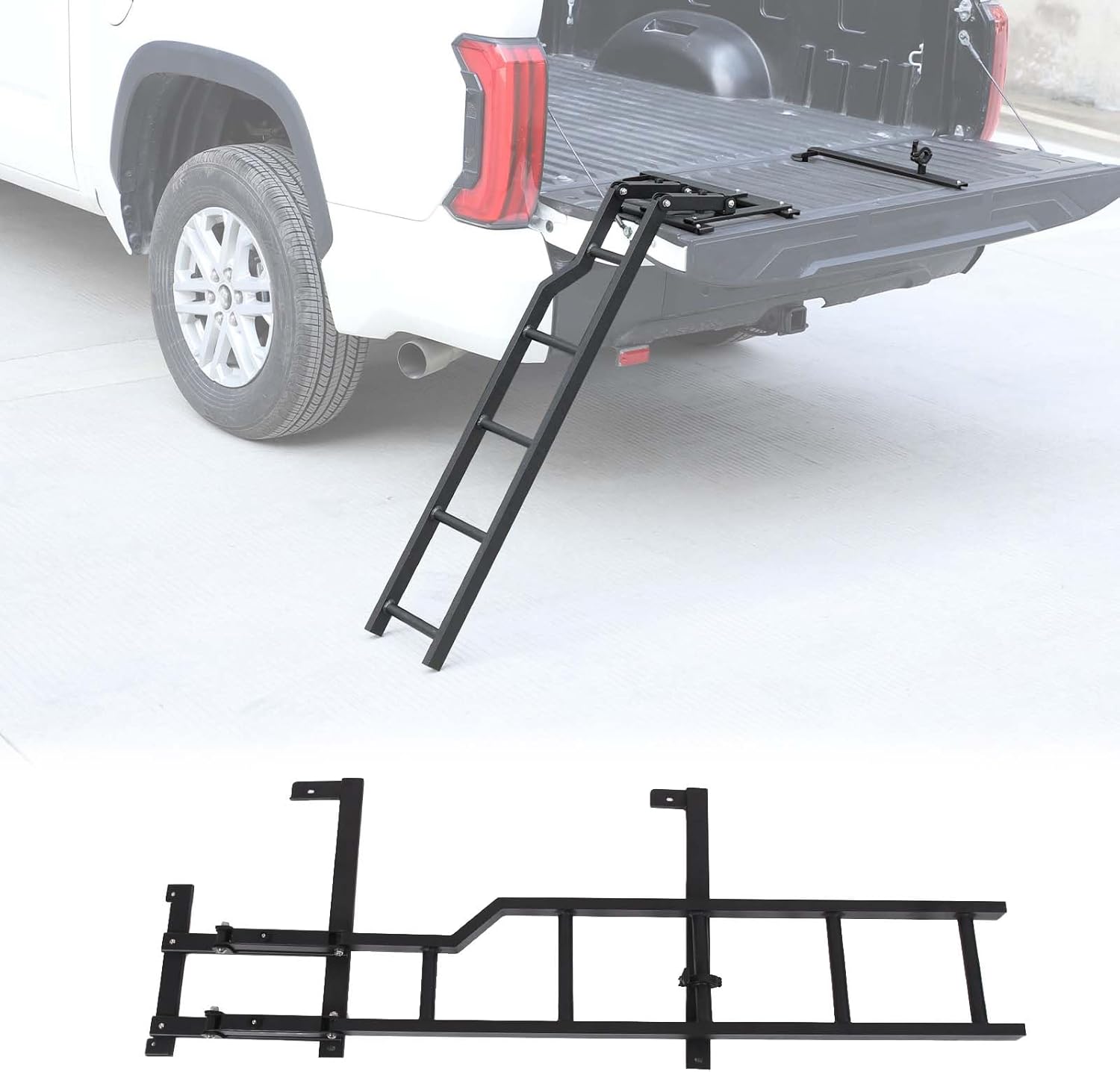 Truck Tailgate Ladder Compatible with Toyot@ Tundra 2007-2025, Foldable Tailgate Step Grip Plates Accessories Aluminum (22-25)