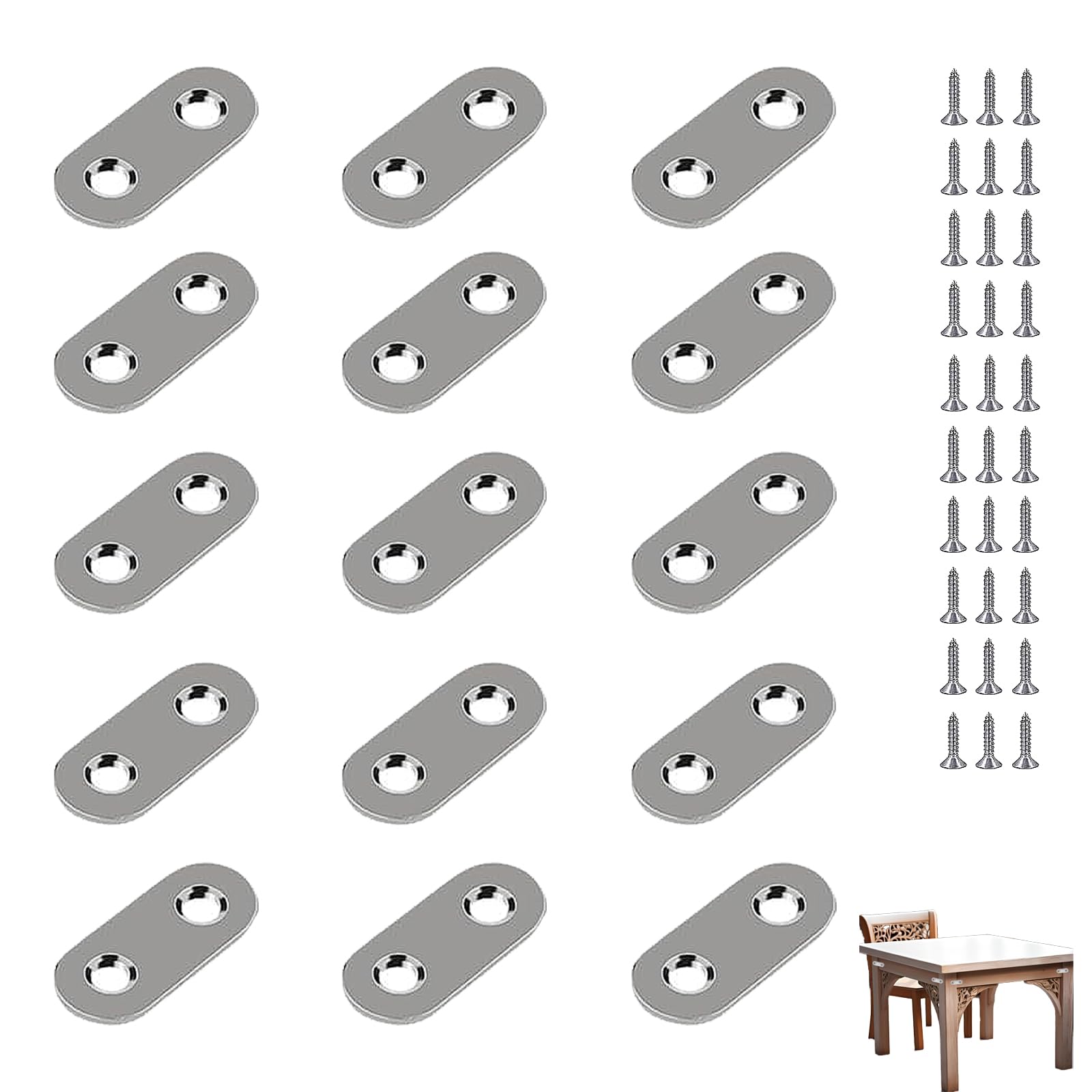 15 PCS Flat Brackets for Wood, Flat Straight Brace Brackets, Mending Plates, for Repairing, Fixing, Joining Furniture Connector