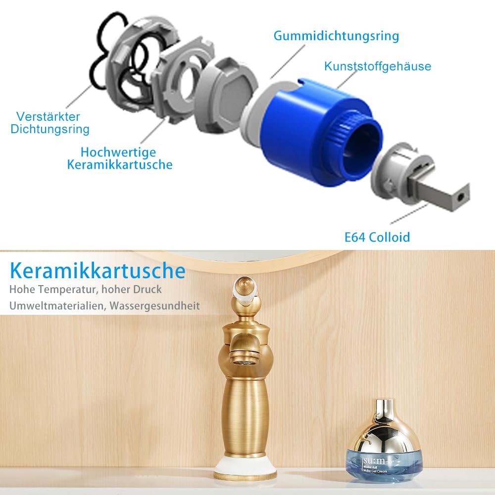Wasserhahn Bad, Retro Viktorianische Waschtischarmatur, Antikes Messing