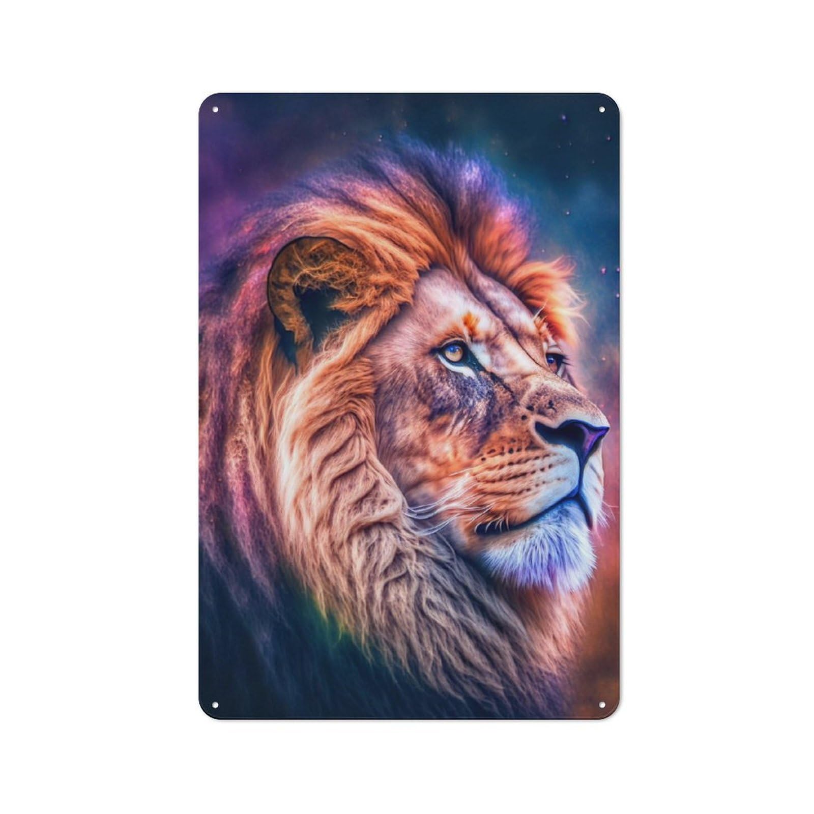 Junmoney Lion 30X20cm Rustic Metal Plaque With For Café Or Restaurant, For Themed Interiors In Cafés And Restaurants