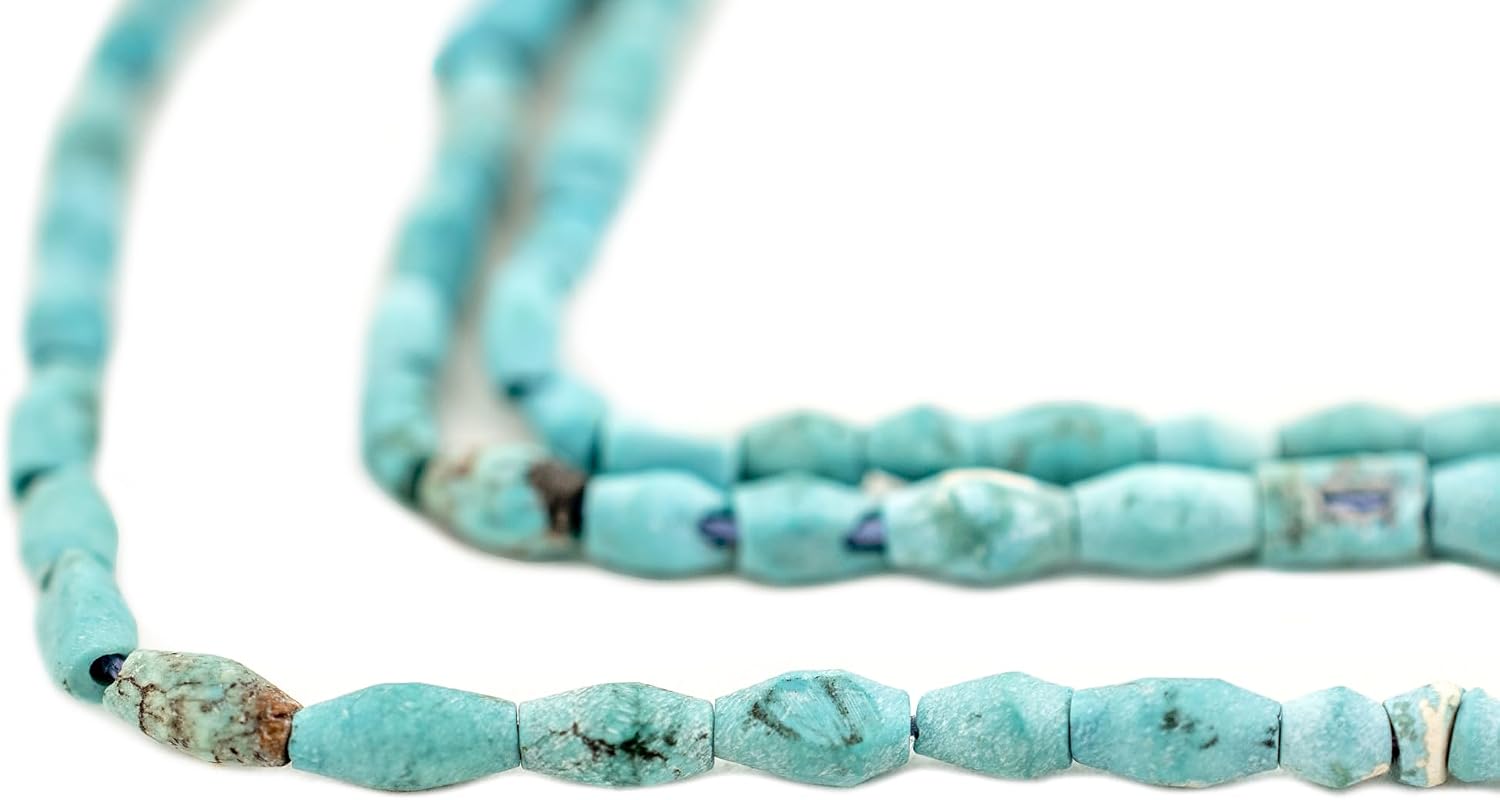 The Bead Chest Blue Afghan Bicone Turquoise Beads: Authentic Gemstone Craft Supplies Full Strand