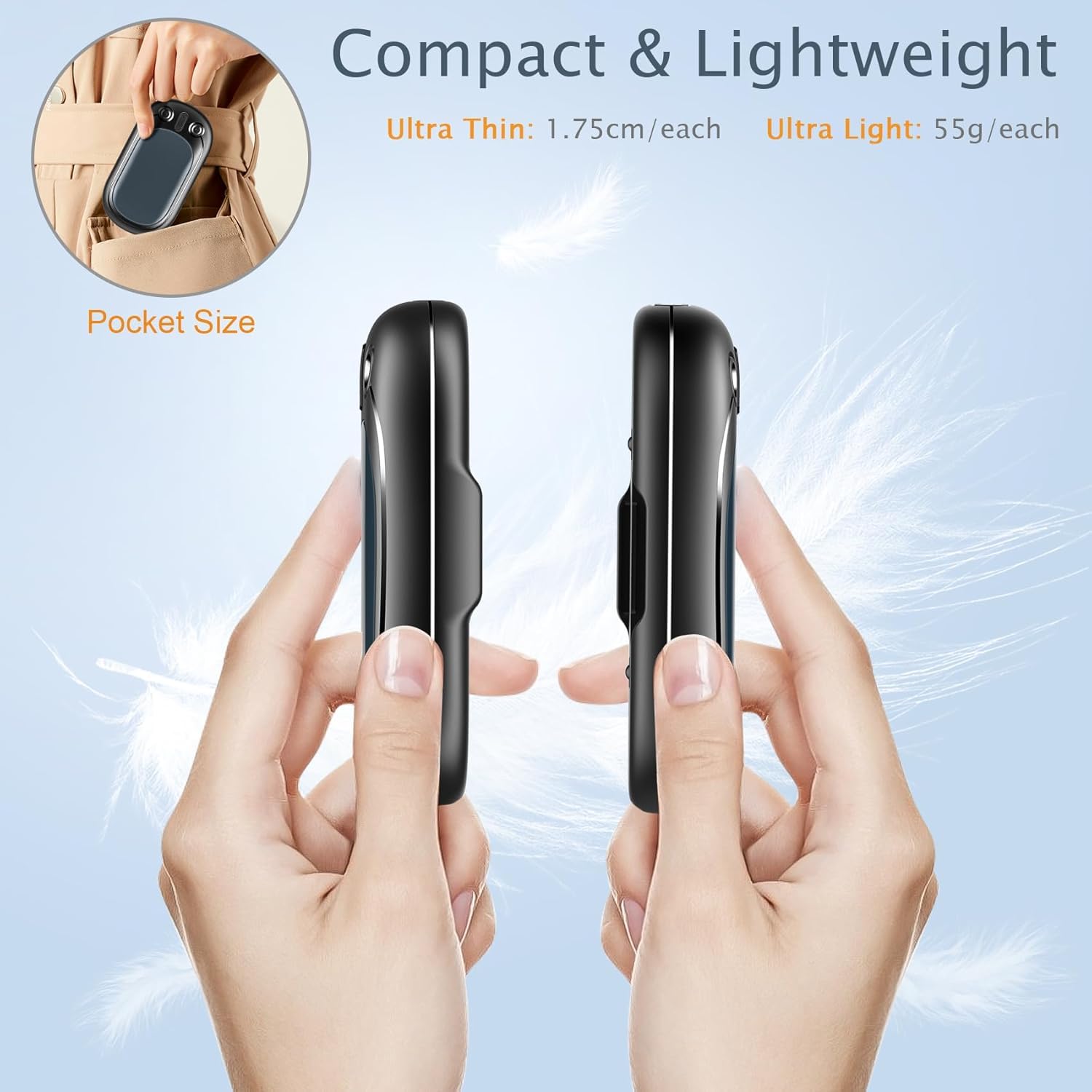 Scaldamani Elettrico Ricaricabile USB Riutilizzabile 2 Pezzi Fino a 12 Ore, Scalda Mani Portatile Elettrico Tascabili Scaldino Elettr Mani Regali per Donne Uomini Raynaud Outdoor Campeggio Sci Golf