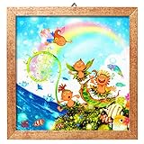 絵画 壁掛け 壁飾り インテリア おしゃれ 額付き キジムナー ちび絵 (レインボーシャワー/Sサイズ50番)