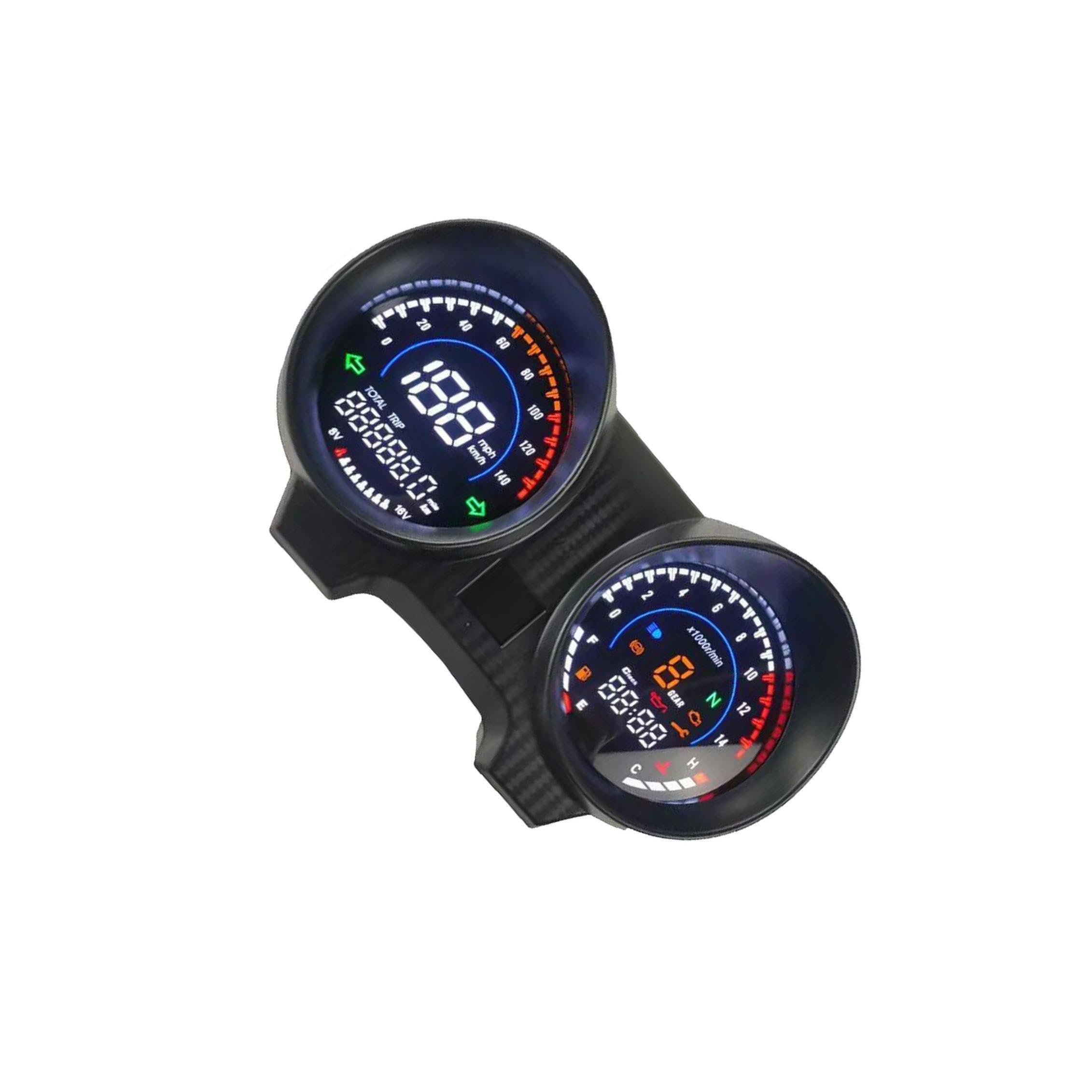 Compteur de Vitesse et odomètre LED, Tableau de Bord numérique Robuste pour Moto, avec Compte-Tours et tachymètre rétroéclairés.