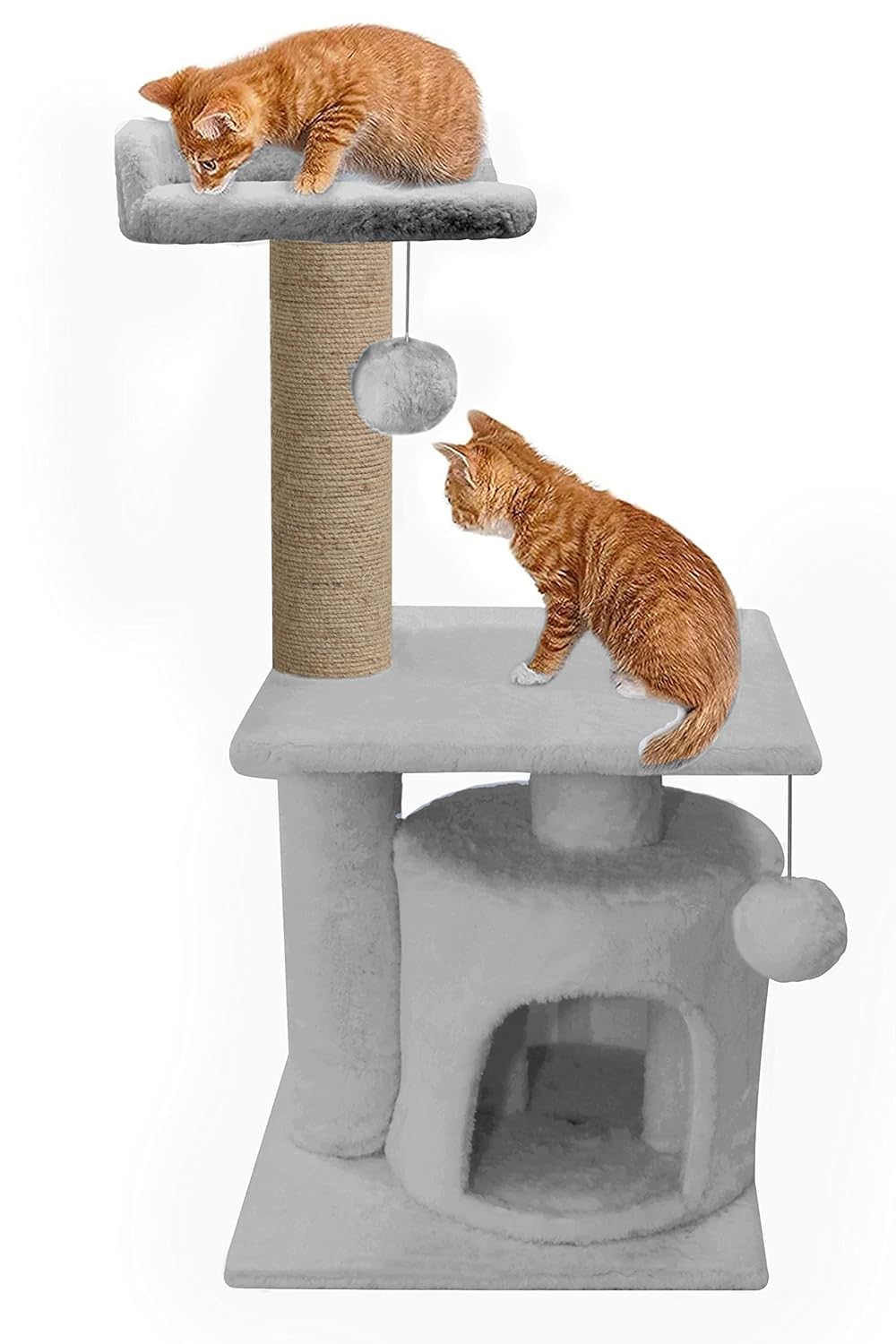 FURRLOVERS Soft Fur Activity Scratching Post/Cat Tree for Kittens & Cats - Natural Sisal Rope Two Floor Tower (Height 33 Inch) (Grey - FURR-2FLOOR) (B0CRYSDGQD) Amazon Price History, Amazon Price Tracker