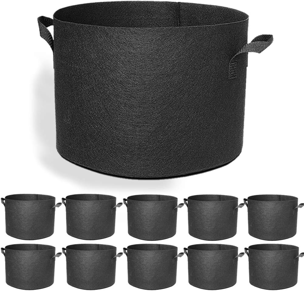 5 Gallon 10-Pack Fabric Grow Pots Planting Pots Non-Woven Fabric Planter for Gardening with Handles Black (5 Gallon-10Pack)
