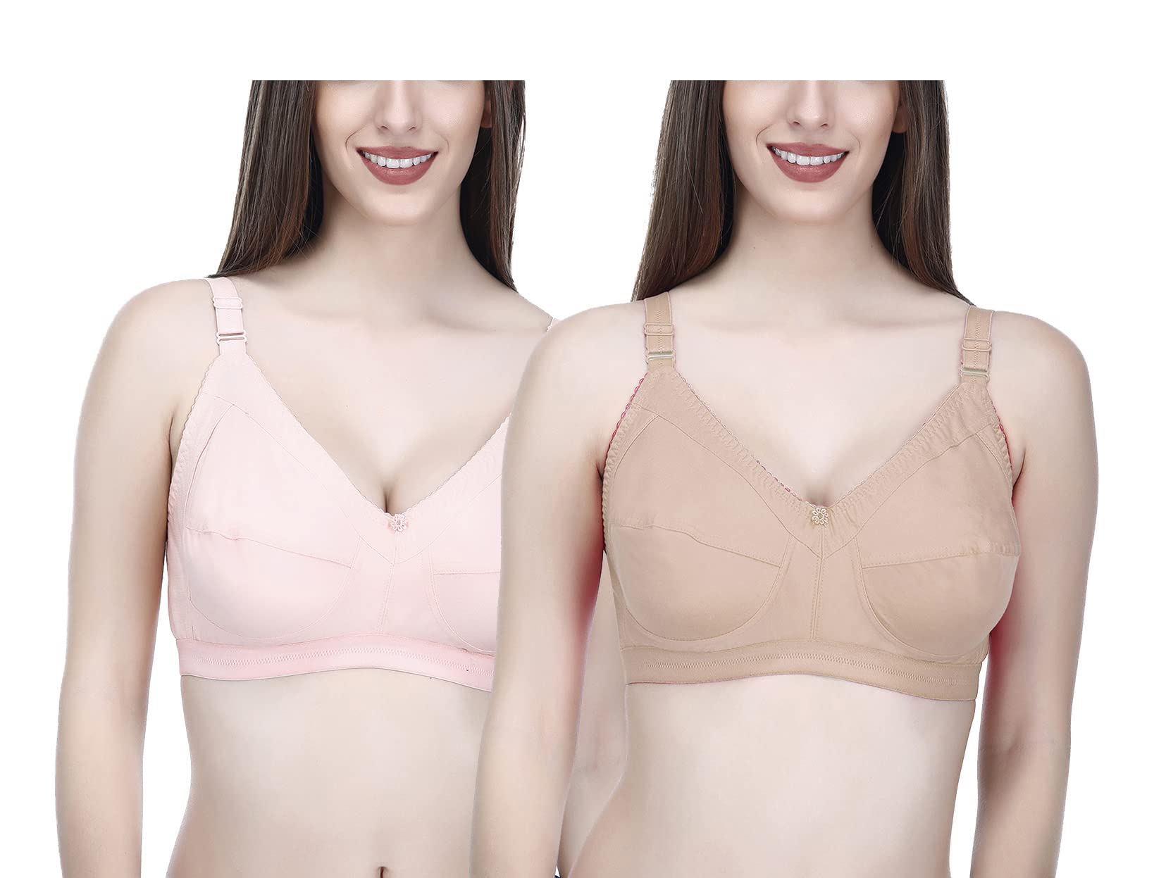 elina Women's Full Coverage Non Padded Non Wired Cotton Bra Pack of 2-picture-16