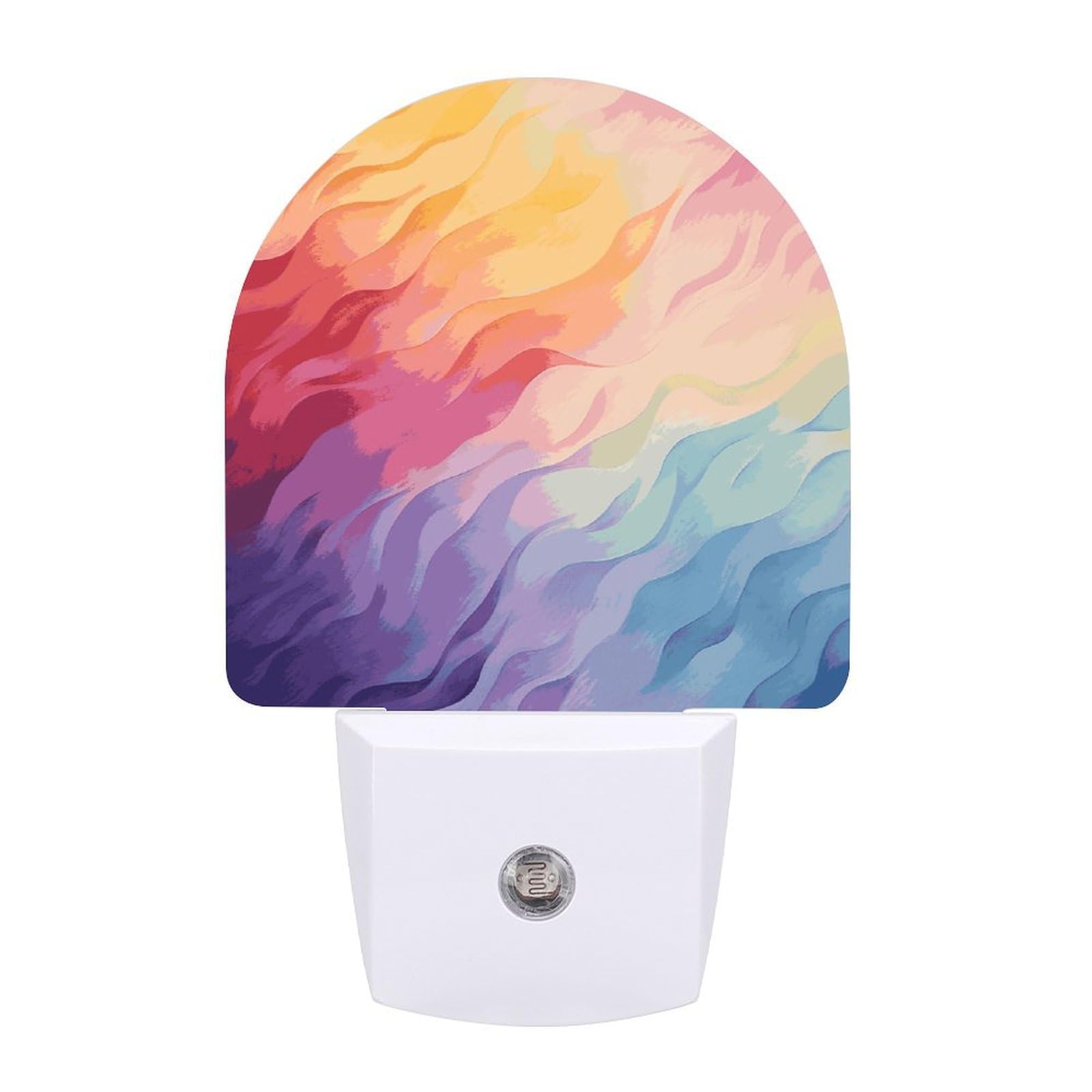 FodPand Night Light Plug Into Wall with Dusk to Dawn Sensor 0.5w Modern LED Rainbow Plug in Night Lamp Warm White Glow Nightlight for Bedroom Hallway Kitchen Bathroom Stairs Corridor(Fan)
