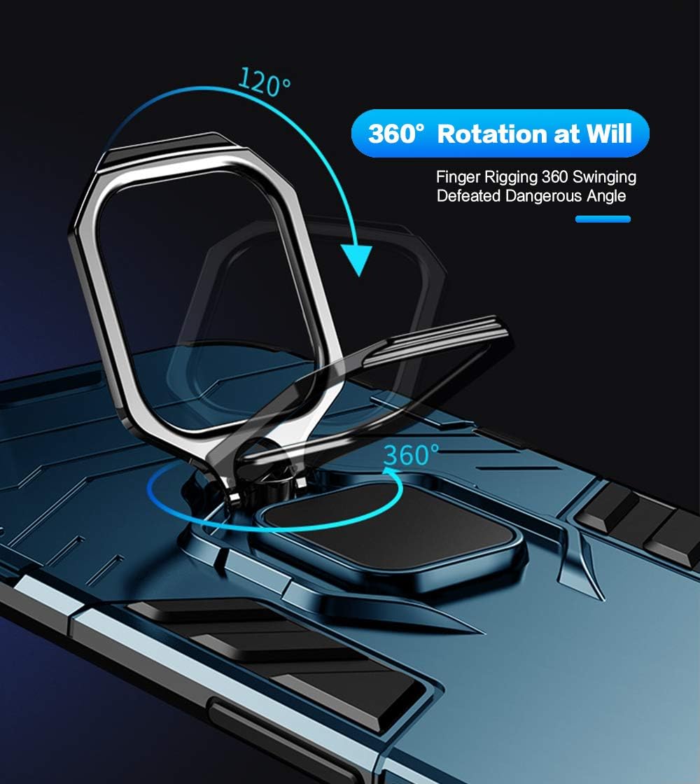 iPhone Xs Max Case, Heavy Duty Shockproof Phone Cover with Magnetic Car Mount Metal Ring Kickstand for Apple iPhone Xs Max (6.5inch) - Blue