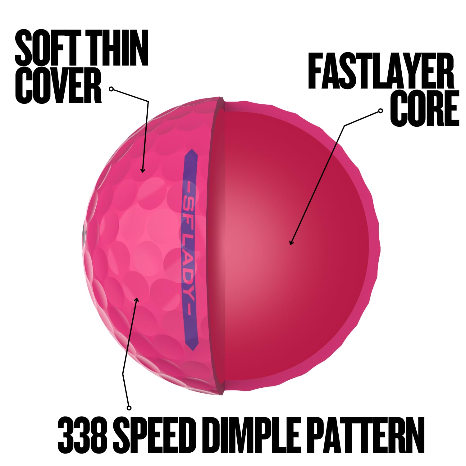 Srixon Soft Feel Lady Golfball für Damen |Geringe Kompression und einfacher hoher Start|Ultra-weiche Haptik |Ideal für Moderate Schwünge und erhöhte Präzision