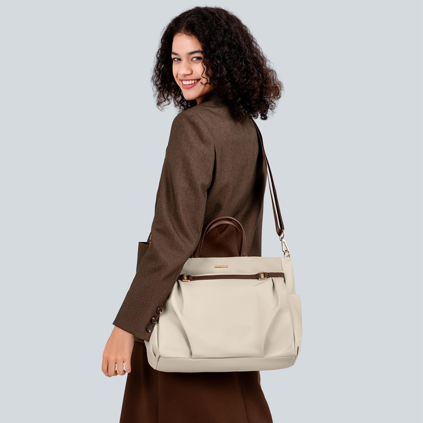 Borsa Messenger Donna Impermeabile Borsa Porta PC 15 Pollici - Borsa Lavoro Grande per Ufficio, Università e Scuola - Albicocca