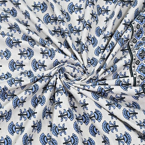 Image of 100% Cotton Single Bedsheet with 1 Pillow Cover | 240 TC Pure Cotton Flat Bed Sheet | Traditional Jaipuri Printed Bedding Set | Soft & Breathable | 60 x 90 Inch (Rangmahal Single 75)