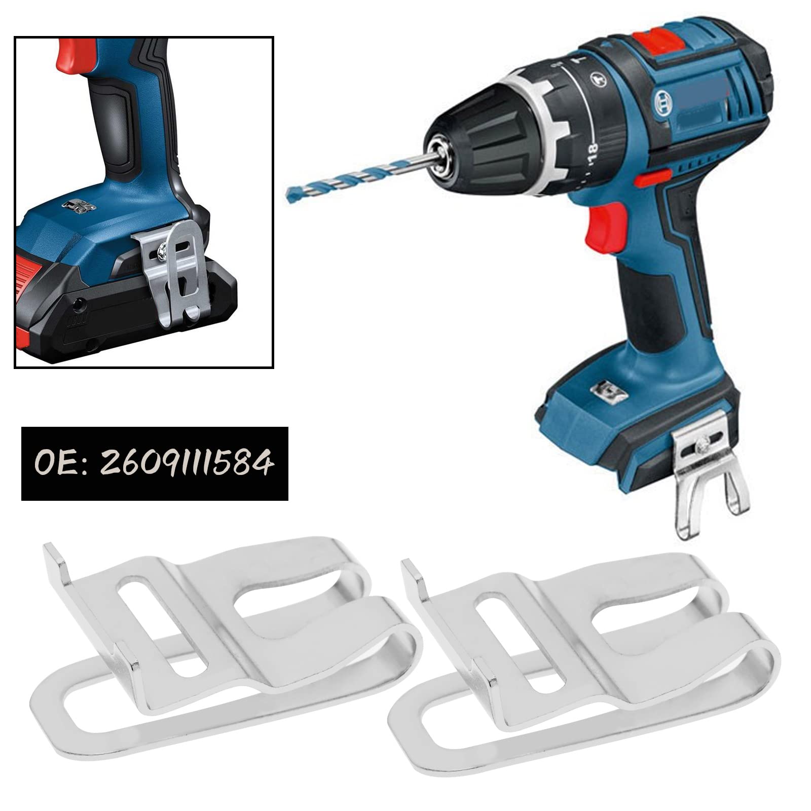 Clip De Ceinture BOSCH 2609111584 - Support Crochet Avec Vis - Pièce De Rechange Pour Visseuses - 10