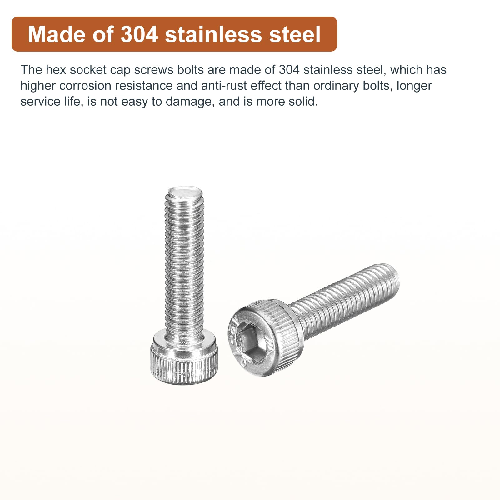 DTGN M5x20mm Socket Head Cap Screws Bolts, 50Pcs 304 Stainless Steel 18-8, Metric Machine Hex Socket Screw, Hex Drive - Image 3