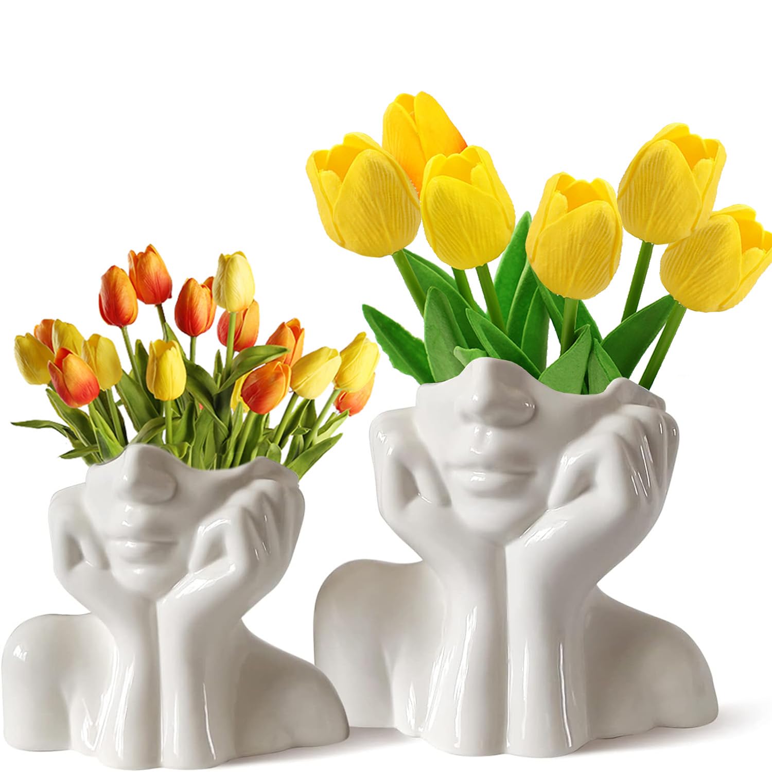 Vaso artistico a forma femminile per casa, ufficio, vaso in ceramica, forma femminile, decorazione per mensole, decorazione moderna da tavolo in fattoria, piccolo vaso decorativo per librerie (B