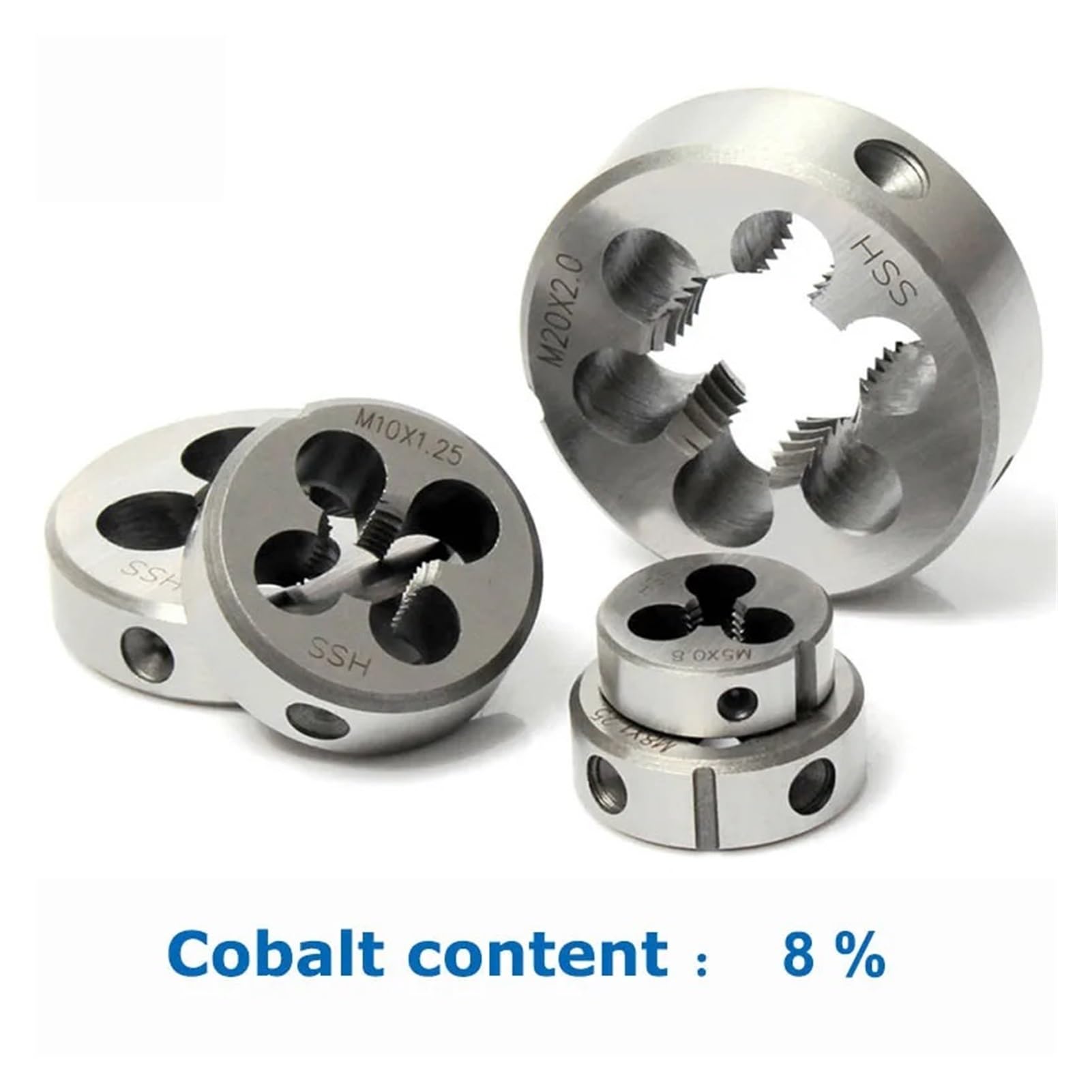 Troquel de roscar a derechas para roscar a máquina HSS-CO M35 8% Cobalto Rosca Redonda Mano Derecha Externa for Acero Inoxidable M6 a M33(5 Pcs Hss-co,M10x1)