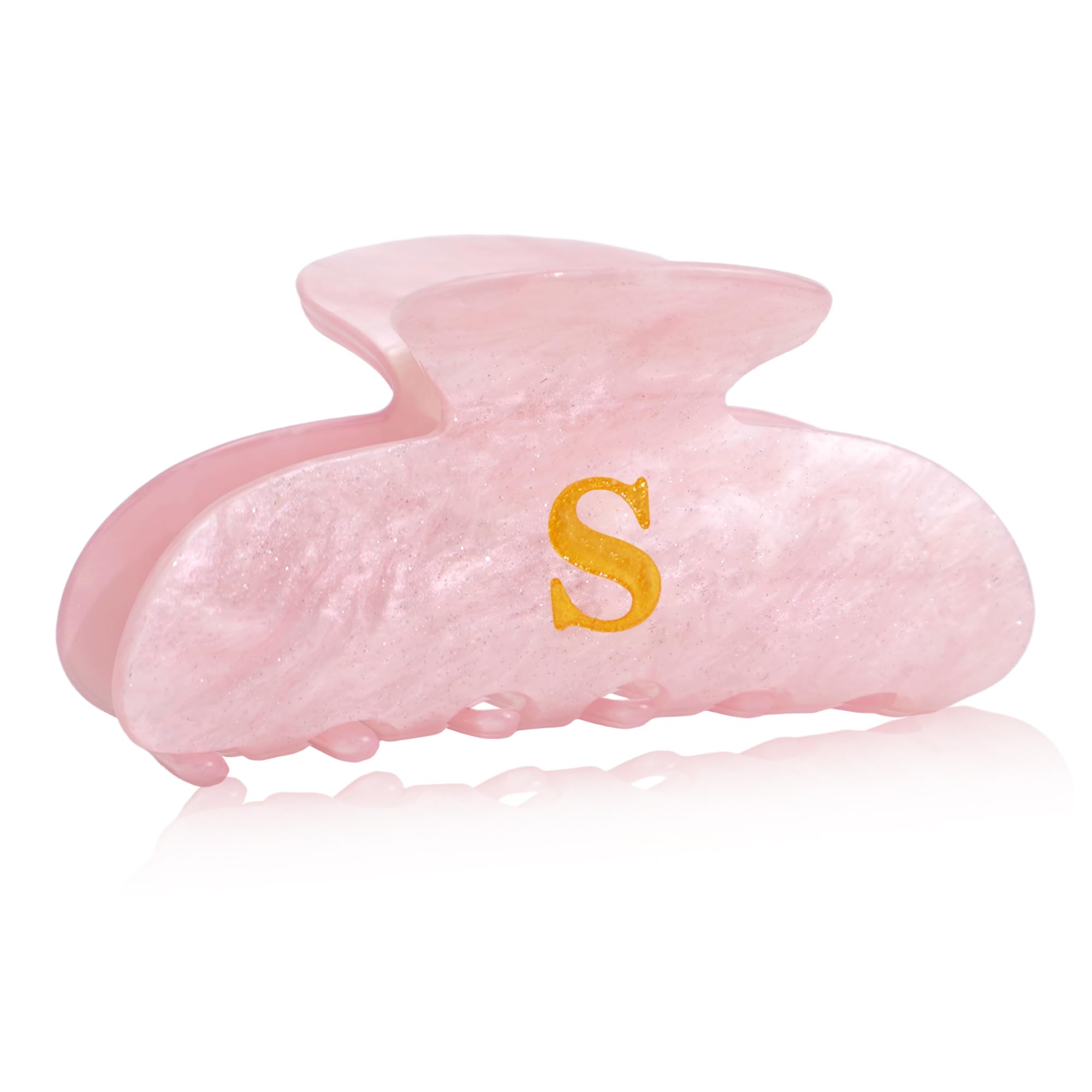 Fohufo Initial Cute Hair Clips - Pink Letter Elegant Hair Claw Clips, Glitter Claw Clips Durable Hair Clips, Wedding Gift, Bridesmaid Gifts, Birthday