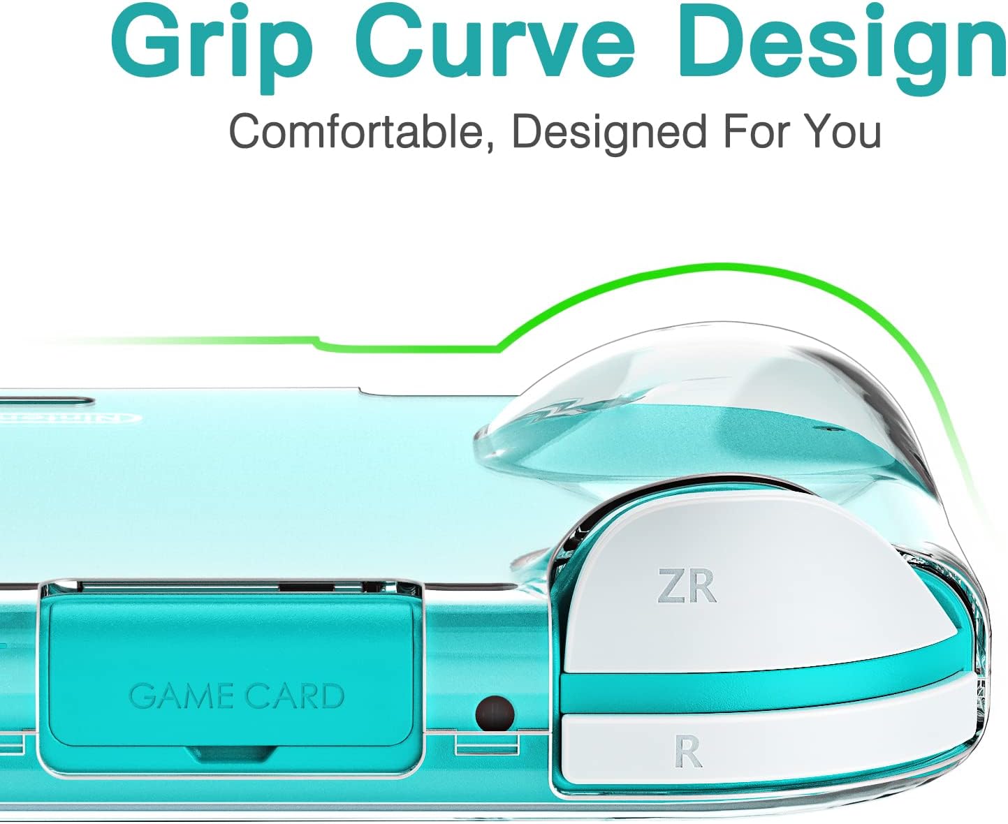 HEYSTOP Switch Lite Case Cover, Switch Lite Protective Case with Tempered Glass Screen Protector and Thumb Grip, Switch Lite Grip Case Anti-Scratch Non-Slip Case - Crystal Clear