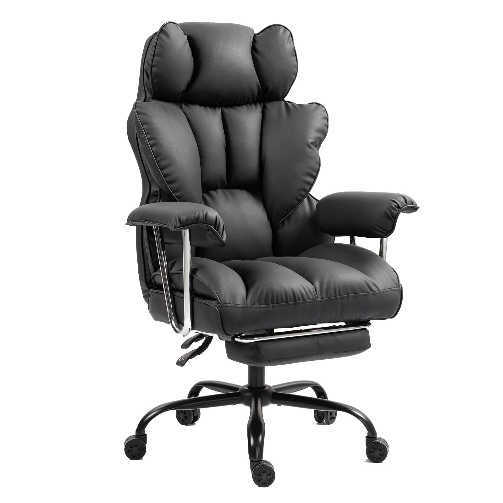 Panana High-Back Office Chair with Footrest, Reclining 90-135°, Padded Seat Armrest, 46-56cm Seat Height (Black)