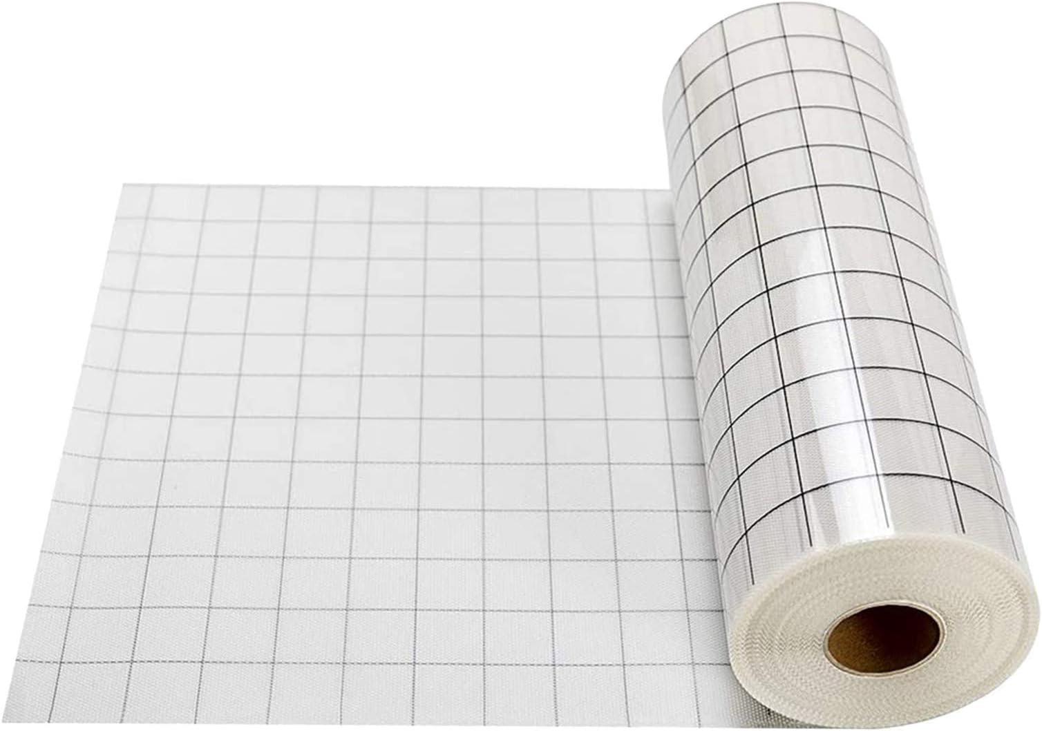 Clear Vinyl Transfer Paper Tape Roll-12 x 5 FT w/Alignment Grid Application Tape for Silhouette Cameo, Adhesive Vinyl for Decals, Signs