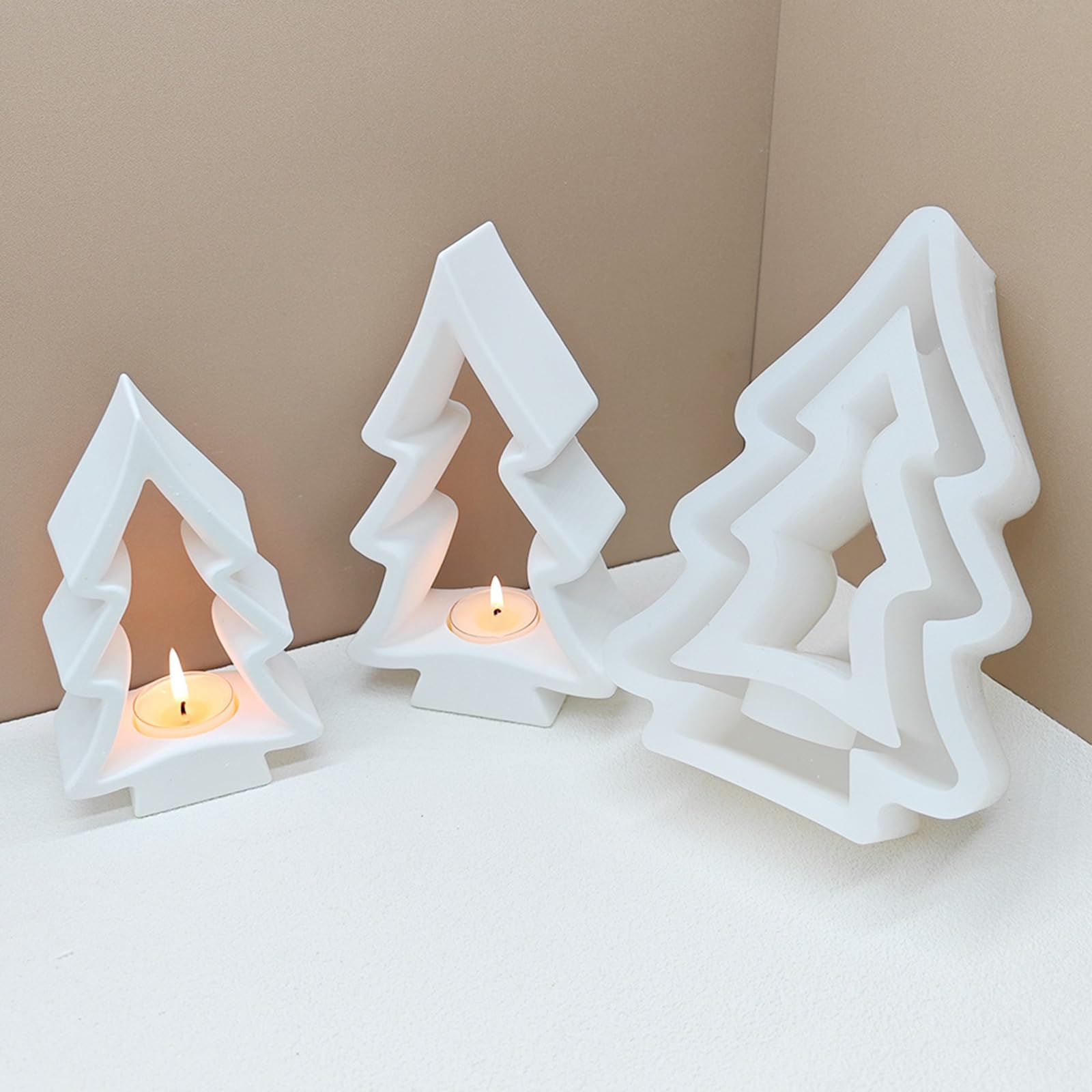 Moldes de silicona para árbol de Navidad, portavelas, moldes de yeso, molde para decoraciones navideñas, portavelas, molde de silicona, árbol de Navidad, portavelas, suministros para manualidades