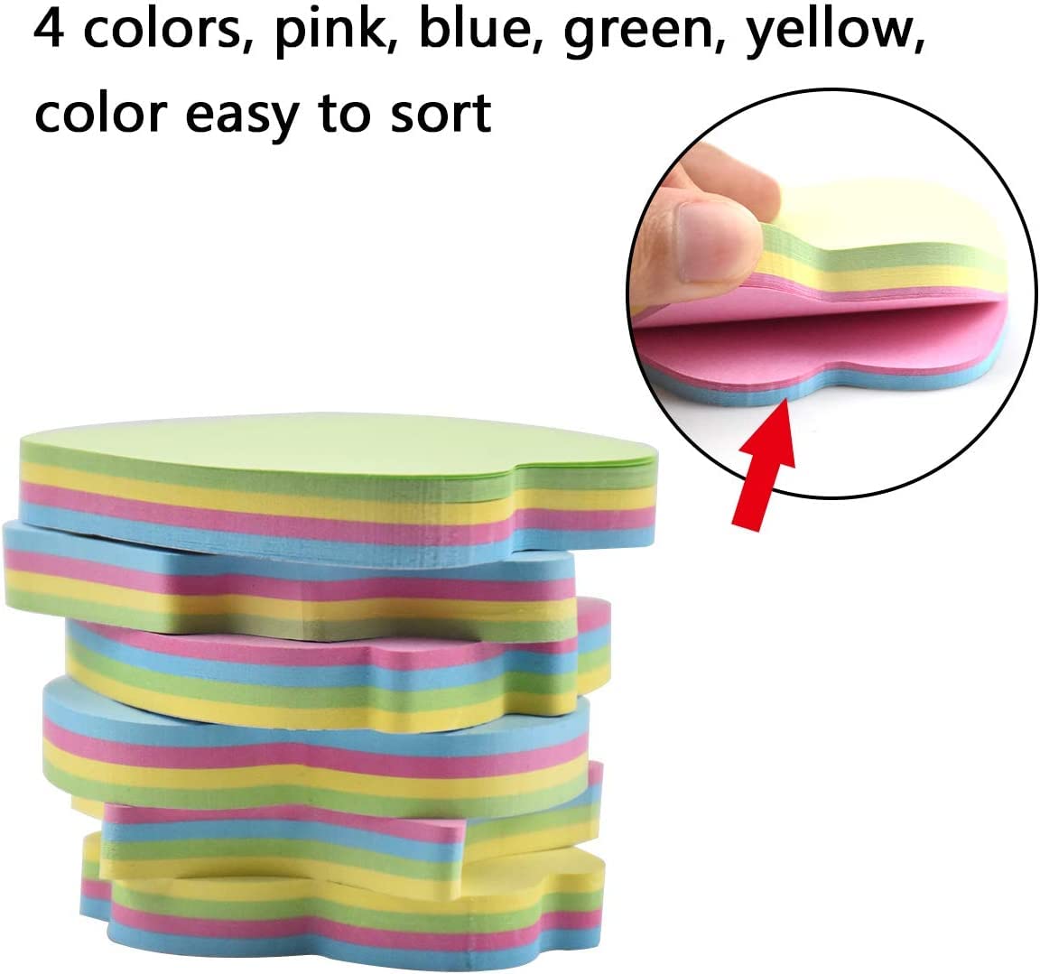 GUMTAPE Apple Shape Sticky Notes 76 mm x 76mm, 8 Pads of 100 Sheets/Pad - Image 4