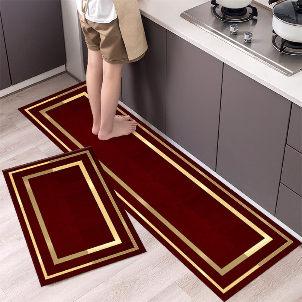 Set di 2 Tappetino da Cucina 43x61cm+43x122cm Tappeto Cucina Antiscivolo,Spezie da cucina grigie Tappeti da Cucina Set,Durevole Tappeto da Cucina Lavabile in Lavatrice,Zerbino Esterno Interno,Tappeti