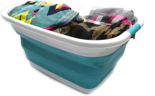 Miniatura 5 de SAMMART - Canasta plegable de plástico para ropa sucia, recipiente de almacenamiento  organizador, tina de lavado portátil, para ahorro de espacio