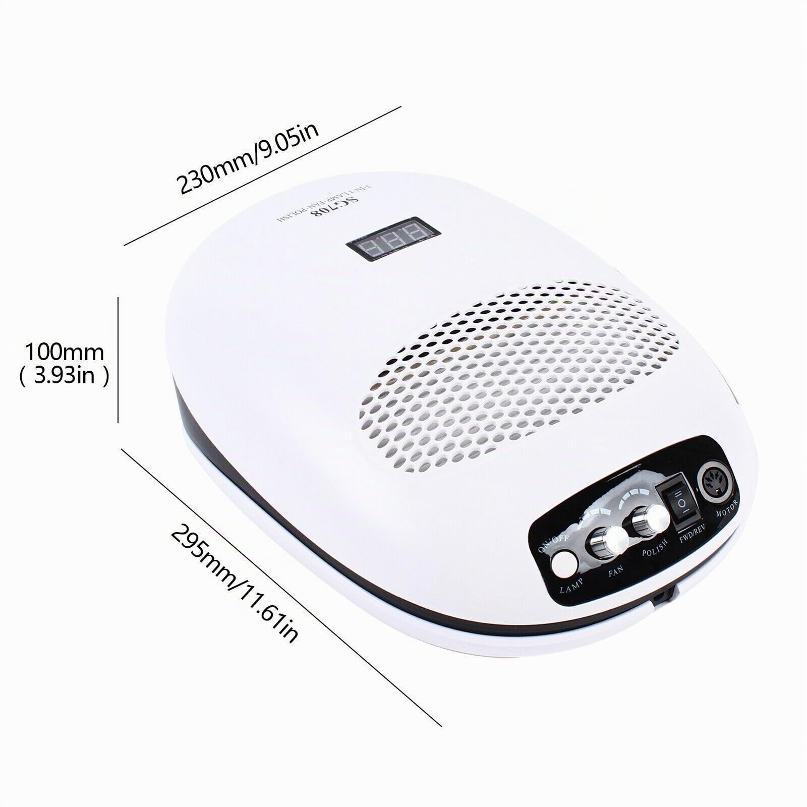 3 in 1 Nagel Staubabsaugung,UV Lampe für Gelnägel Professionelle Nagel Lampe Nagellampe Nagel Maschine mit 6 Bohrkopf, 35000 U / min