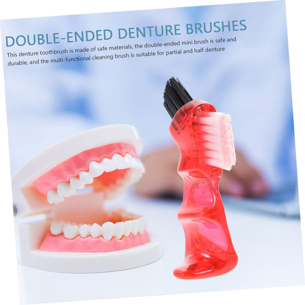 Anneome Spazzolino per Protesi Dentaria Piccolo Set 3 Pezzi Colori Miscelati, Multifunzionale per Pulizia Portatile Doppia Testa, Igiene Orale Domestica per Dentiera Pratica
