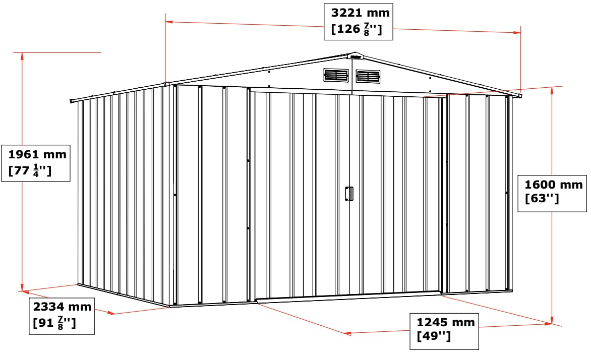 Duramax ECO 10 x 8 (7,28 m²) metalowa szopa na narzędzia, ocynkowana ogniowo metalowa szopa na narzędzia, wzmocniona konstrukcja dachowa, bezobsługowa i odporna na warunki atmosferyczne, metalowa