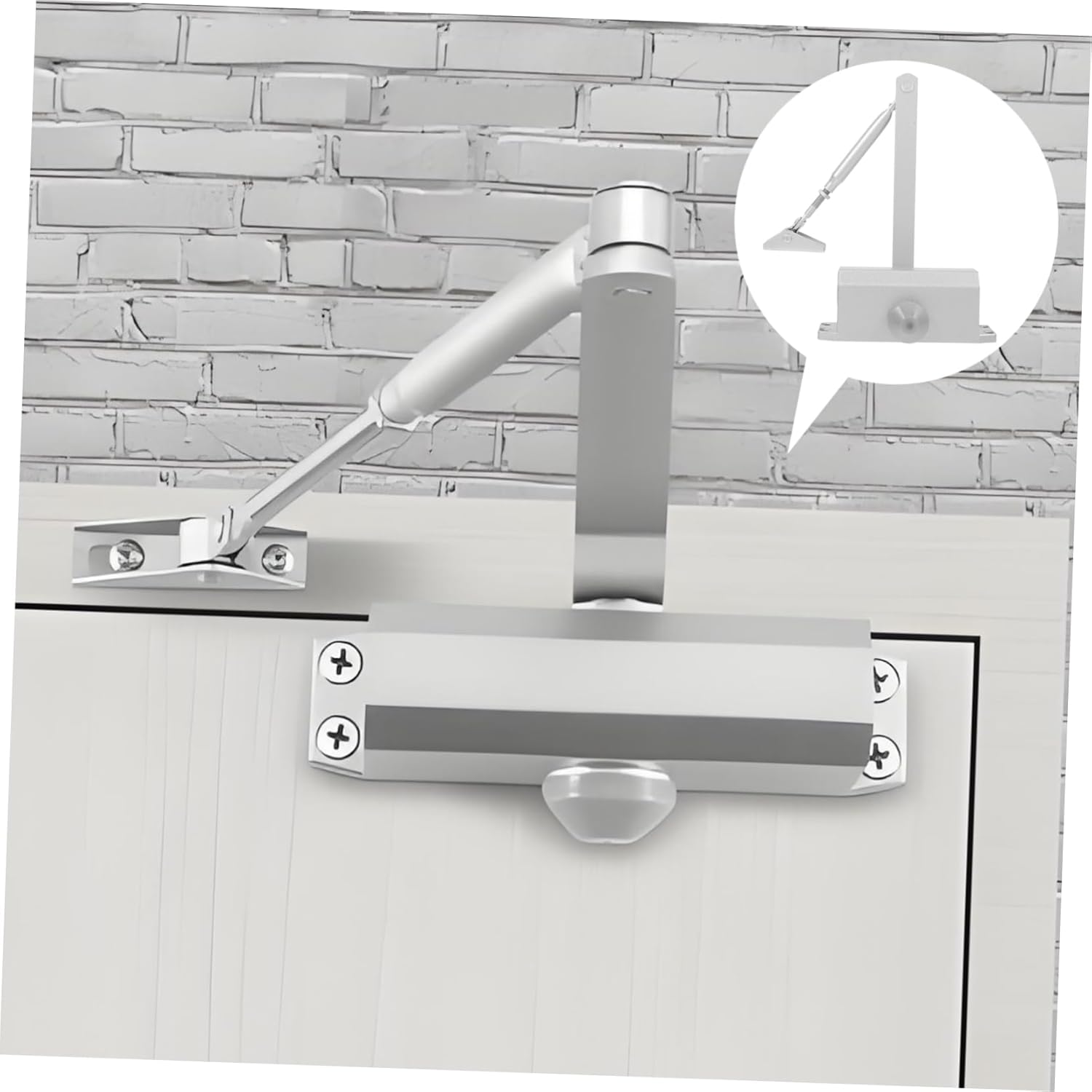 Hydraulic Spring Buffer Door Closer Concealed Door Closer for Fireproofing Adjustable Pneumatic Spring Hinge Suitable for Home Use Silver Finish