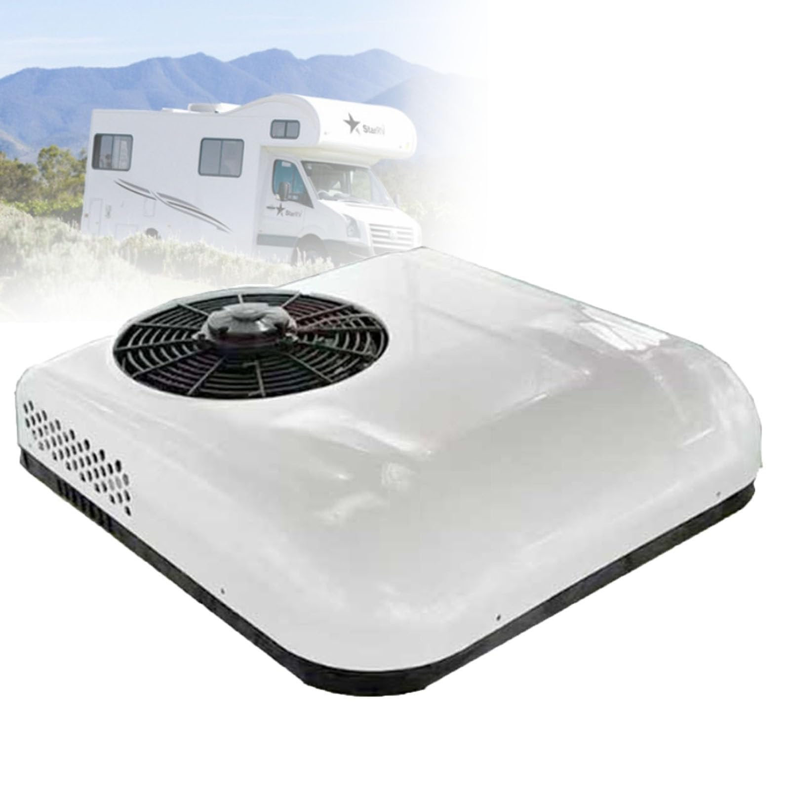 Olskfuh White Rooftop Air Conditioner - Energy Efficient Low Noise Cooling System For Recreational Vehicles, Camper Vans, And Trucks,-24V