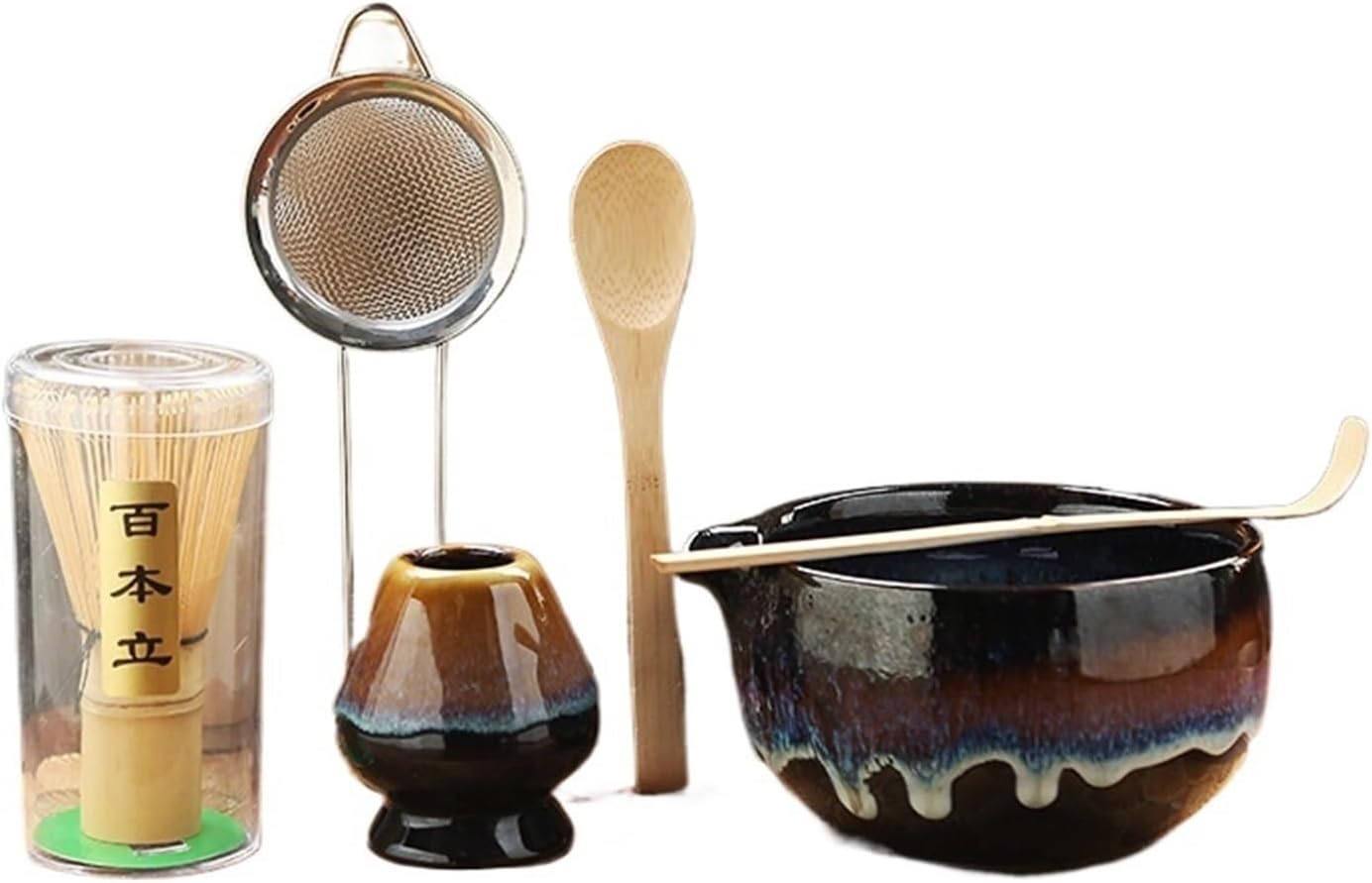 6PCS Matcha Teaset Matcha Making Set with Bowls &Holder Teaspoon Sifter(6PCS Style 05)