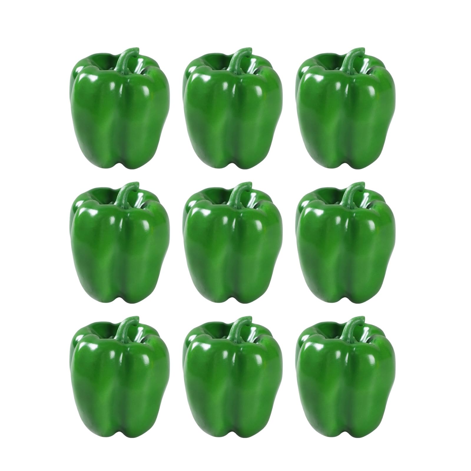 Miaomyao Fake Green Pepper Food Sample Set of 9 PVC Display Prop Decor