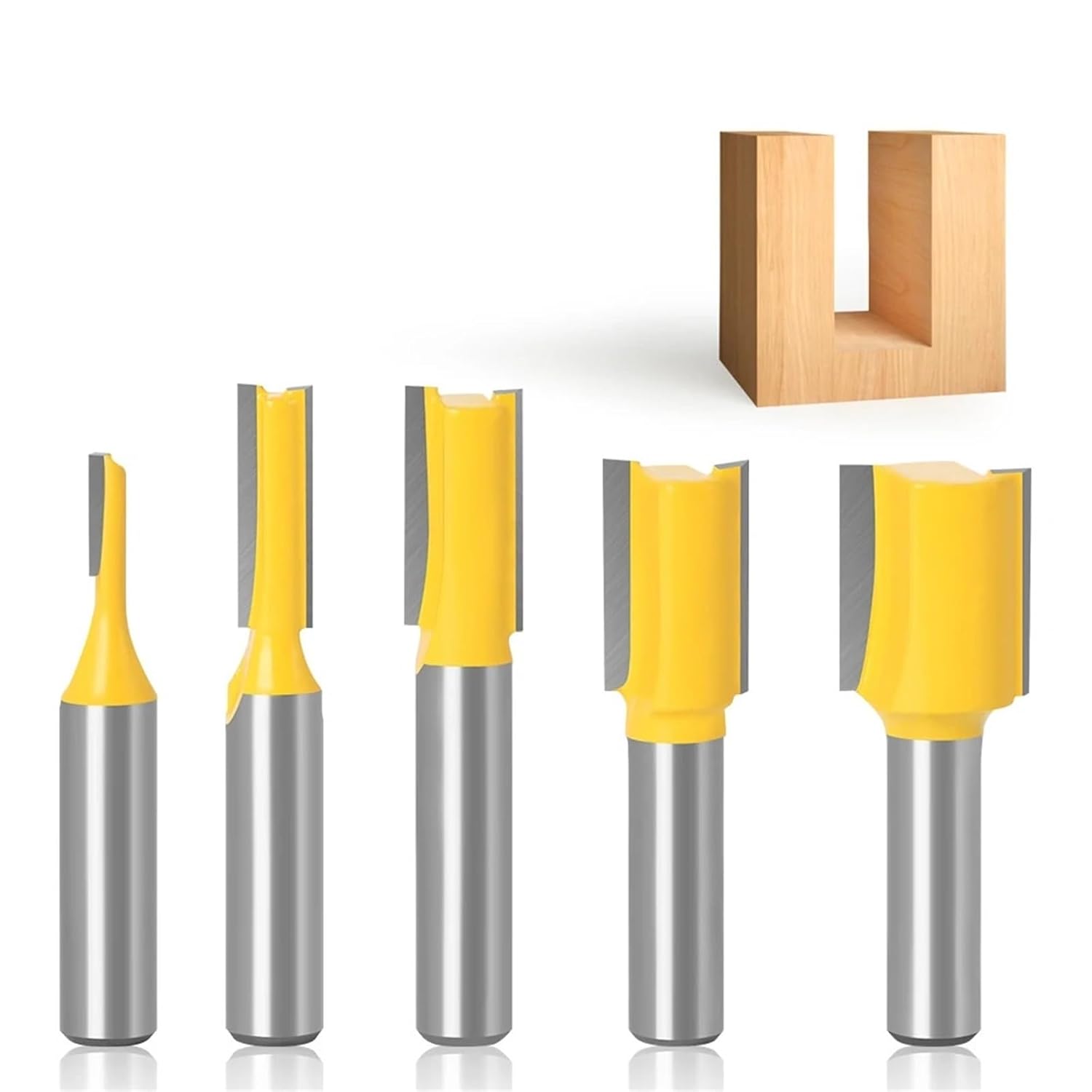 5Pcs 8mm Shank Straight Woodworking Router Bit Set Carpenter Milling Cutter