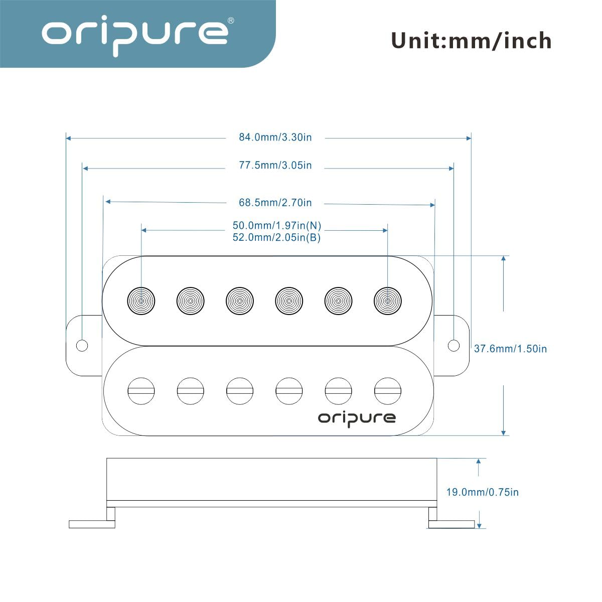 OriPure Alnico 5 Pastillas humbucker de alto rendimiento Juego de pastillas Zebra para mástil y puente