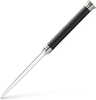 Graf von Faber-Castell 118510 - Brieföffner mit Lederummantelung, schwarz | Mit italienischem Kalbsleder, hochglänzender Metallklinge und edler Verarbeitung