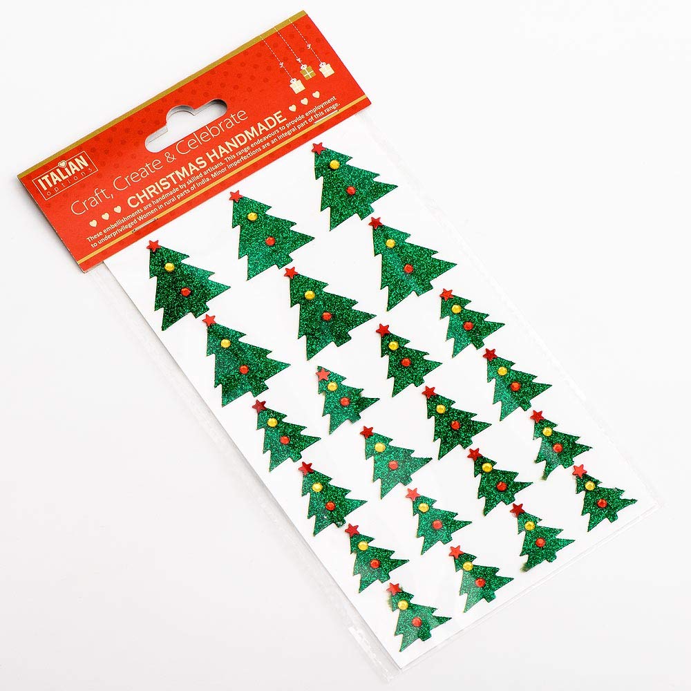 Italian Options Glitter Christmas Tree's Craft Decorations (Pack of 22)