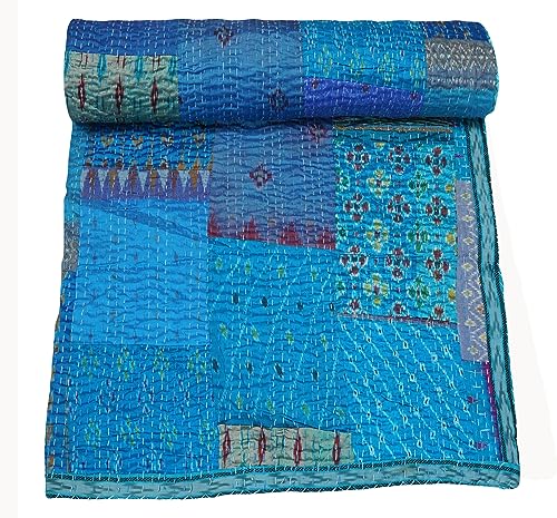 Edredón indio de seda King acolchado a mano reversible transpirable Marubhumi patchwork 2