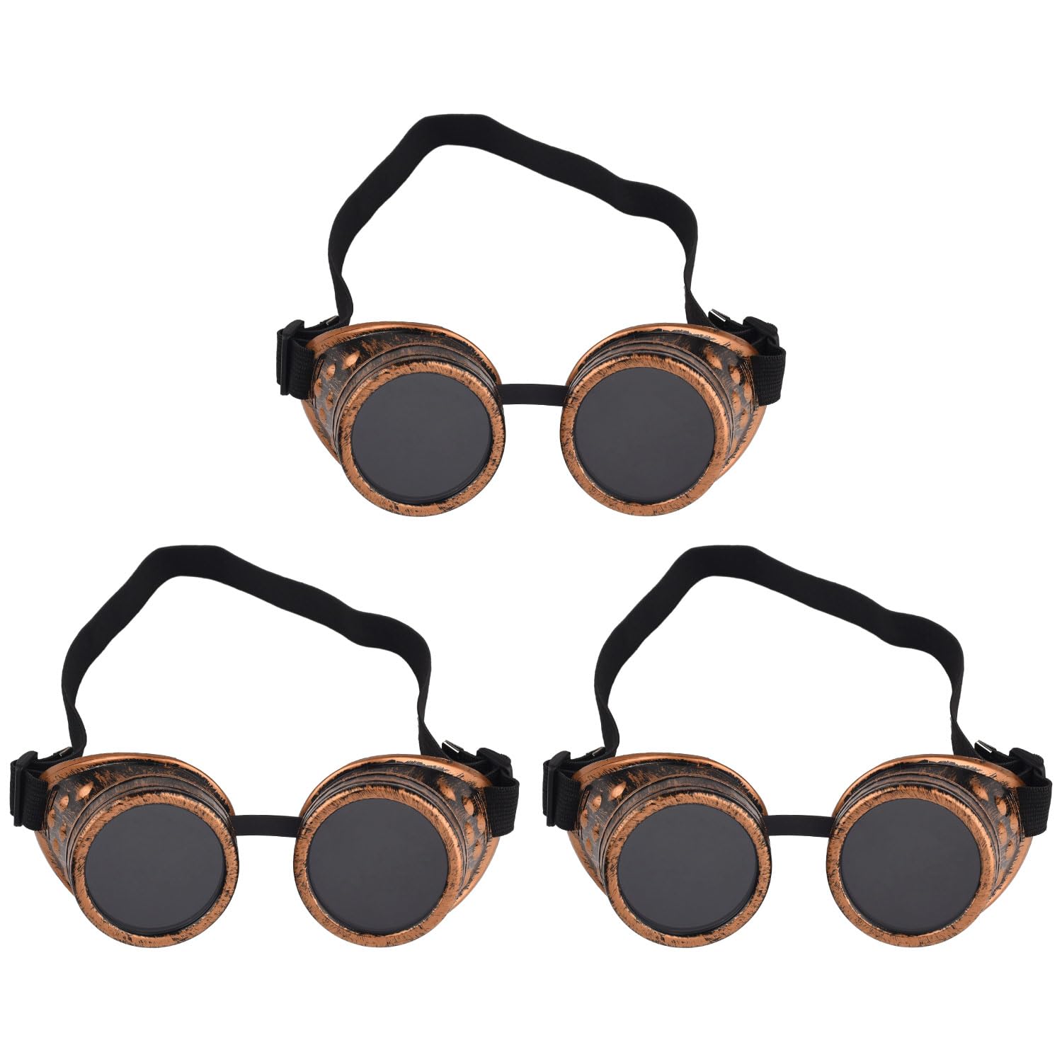 Bohue 3Pcs Steampunk Goggles Punk Retro Glasses Brass Glasses Party Supplies Gothic Eyewear for Halloween Carnival