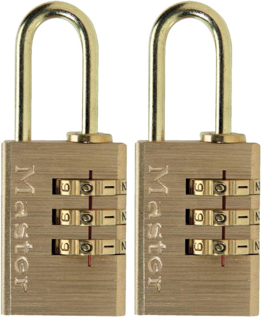 Cadenas à combinaison 3 chiffres Master Lock en aluminium doré pour sac et casier