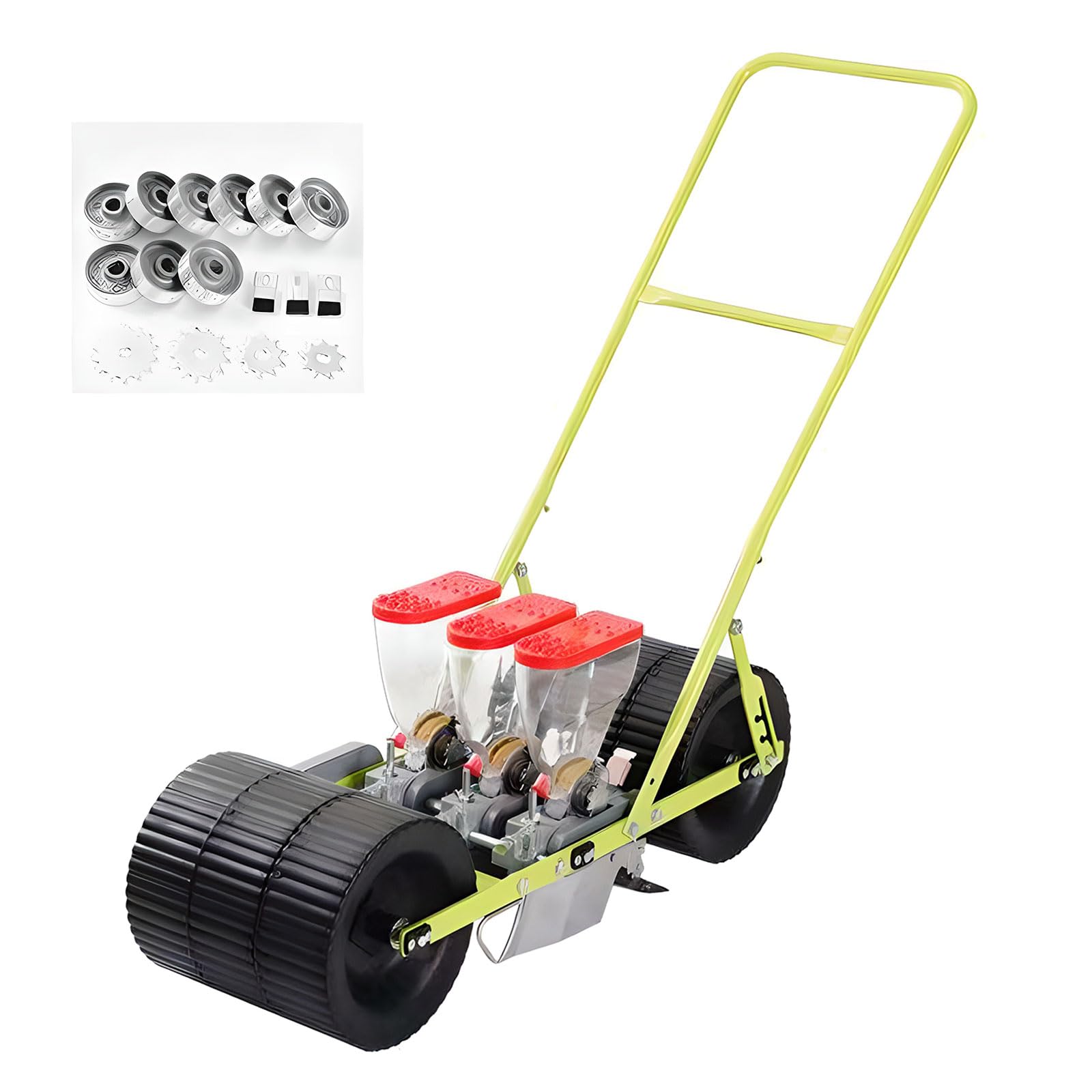 Sembradora manual de verduras de precisión de metal, maceta de semillas de jardín con profundidad ajustable y espacio entre filas para una siembra eficiente