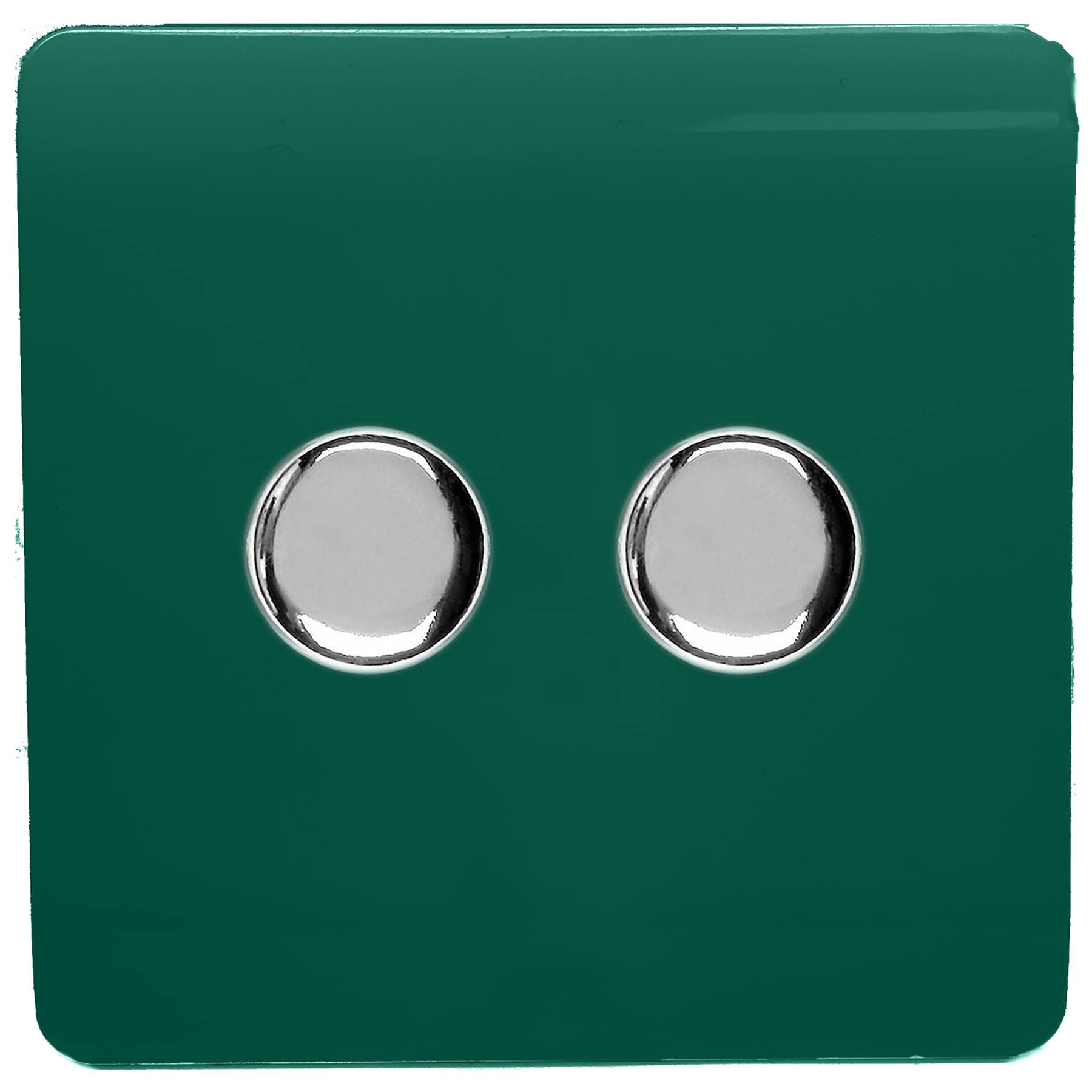 Trendi Switch - 2 Gang Rotary LED Dimmer Light Switch - 150w - Dark Forest Green