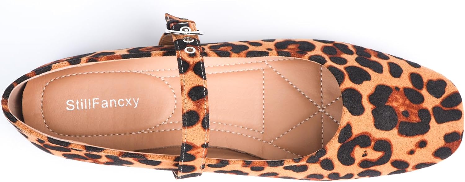 Leopard Flats for Women Mesh Ballet Flats Mary Jane Animal Print Shoes Slip On Casual Breathable Ballerina Flats - Image 7