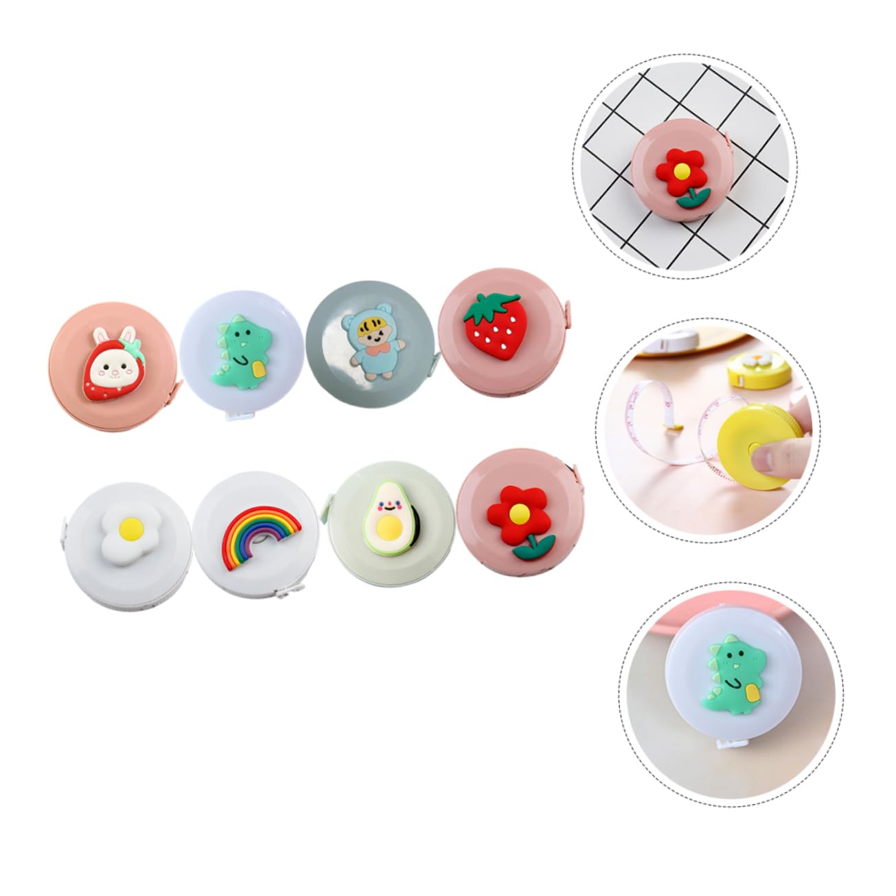 DOITOOL Mini Tape Measure Cartoon Flexible Y Compacto Para Costura Manualidades Y Medidas Corporales Retráctil Y Práctico 8 Piezas X 5